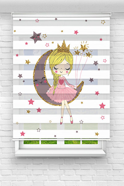 Perdecizade (ENXBOY)SARI AYKIZ DİJİTAL BASKILI ZEBRA PERDE-COCUK ODASI-STOR P...