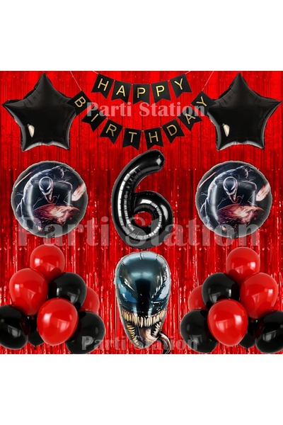 Parti Station Zehirli Öfke Venom Konsept 6 Yaş Doğum Günü Balon Set