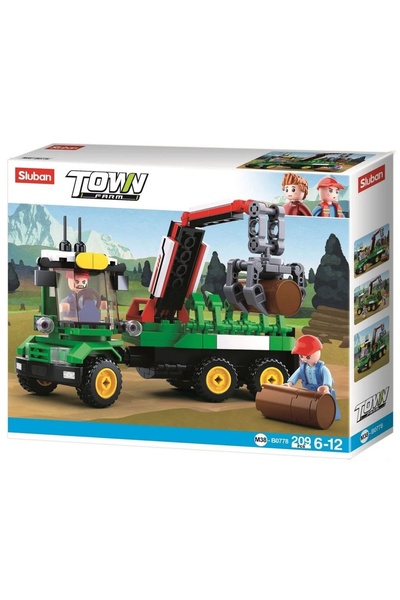 Sluban Farm construction set, 254 pieces, Tractor with wood trailer