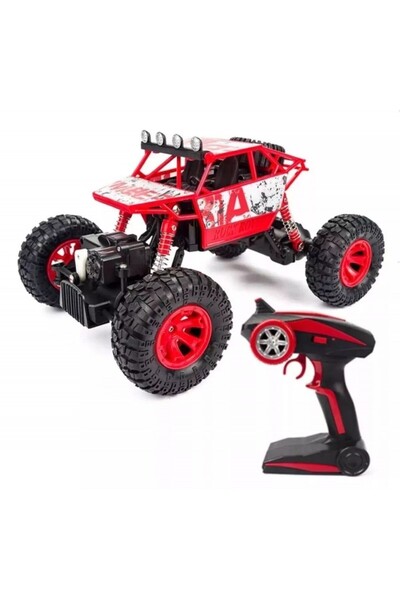 PROCART Off-road remote control car, wheels with suspension, 1:18 scale, 2.4GHz, rechargeable, red