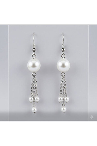 Shiklik Silver Color Pearl Chain Women's Elegant Earrings