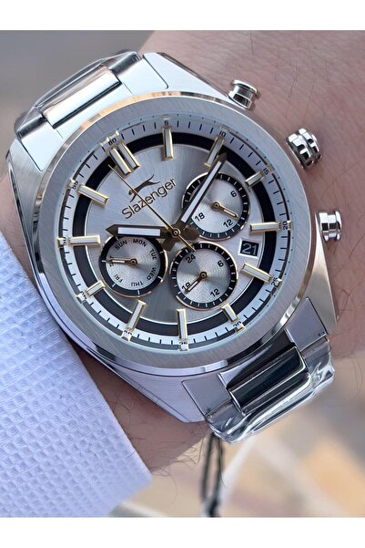 Slazenger Italian Design Bracelet Gift 2 Years Warranty 10 Atm Steel Men's Wristwatch Esl.Y2554.4