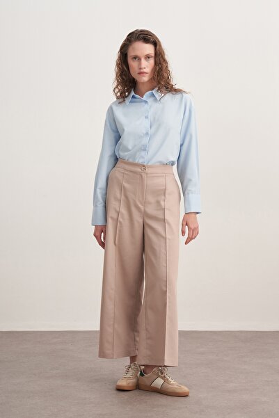 EBU Prive Women's Gabardine Culotte Pants Beige