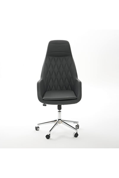 EKOPOL Krom Metal Lüx Yıldız Ayaklı | Ergonomik Deri Döşeme Spring Makam Kolt...