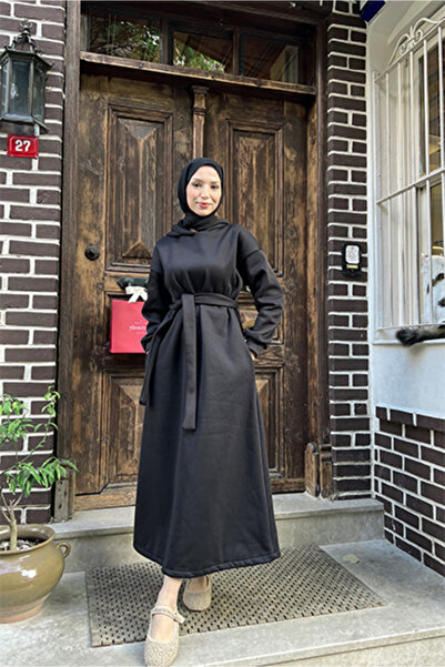 Lamia Giyim Şardonlu Cepli Elbise Siyah