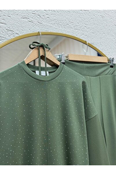 MİHRA STORE Fallon Tunic with Stone Pants Set-Ma5888 Khaki