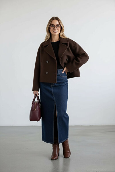 Vireo Club Palton maro amar cu model în zig-zag