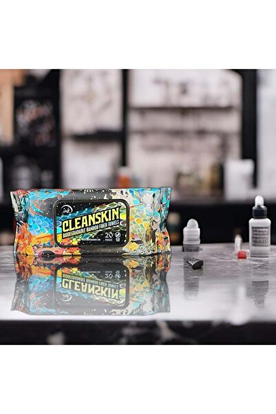 Ink Permanent Tattoo cleaning wipes, 20 pcs, large, bamboo fiber, alcohol-free, with green soap