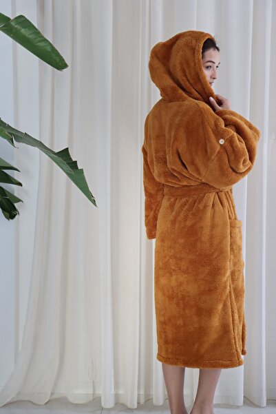 CAKKATEX Wellsoft Plush Extra Soft Hooded Long Dressing Gown with Pocket Detail