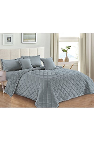 alzawia 6-piece double bed set, velvet, compressed faux fur