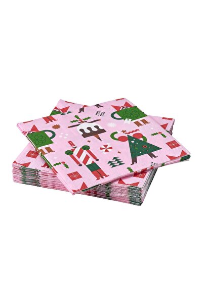 IKEA Winter Patterned Napkin Mixed Patterns-Pink 33X33 cm 30 Pieces