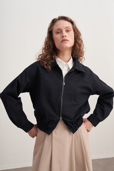 EBU Prive Women's Gabardine Bomber Jacket Black