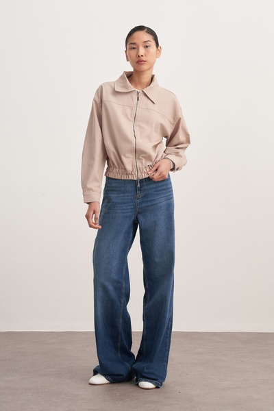 EBU Prive Γυναικείο μπουφάν Gabardine Bomber Μπεζ