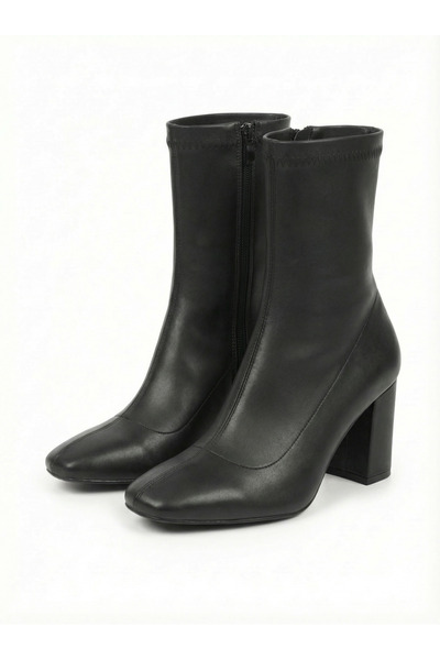 Brielfy Dire Stretch 7 cm Heeled Blunt Toe Zippered Women's Boots