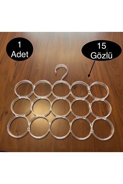 keynova kemer-kıravat-eşarp askısı çok amaçlı {1 ADET} 15 gözlü askı renk-seffaf