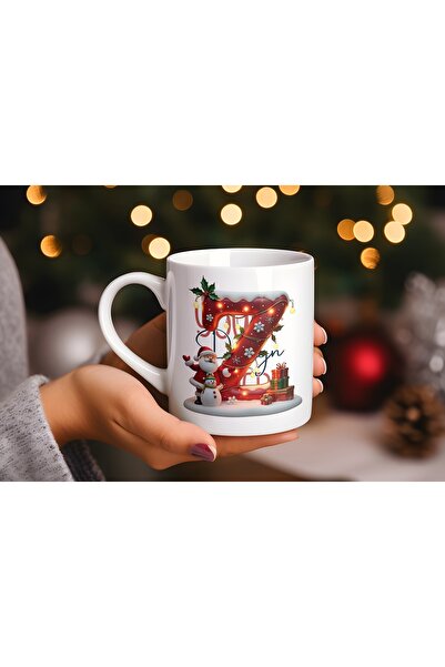 Beramussa Z Initial Letter Christmas Mug – Christmas Themed Light-Up Santa an...