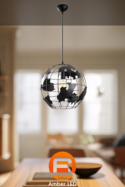 AmberLED Şık Metal Gövdeli Tekli Sarkıt Avize, E27 Uyumlu Mutfak ve Salon Ayd...