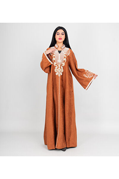 IKKXA Winter Asian Neckline Front Embroidery Jalabiya