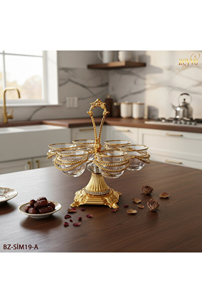 Hinora طقم زمزم ذهبي اللون مكون من 6 قطع مع حامل عرض 22×22×22 سم