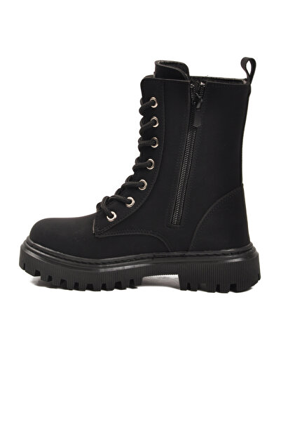 AYAKMOD Black Emerald Fur Inside Lace up Zippered Girl's Boots 2005 F