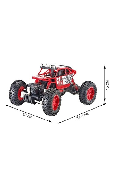 PROCART Off-road remote control car, wheels with suspension, 1:18 scale, 2.4GHz, rechargeable, red