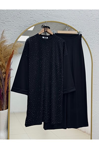 MİHRA STORE Fallon Tunic with Stone Pants Set-Ma5888 Black