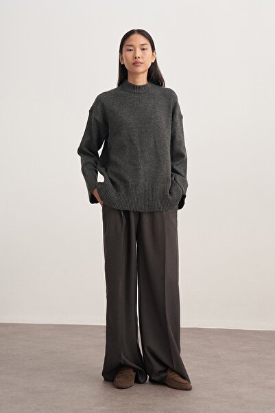 EBU Prive Γυναικείο Πλεκτό Πουλόβερ Ανθρακί