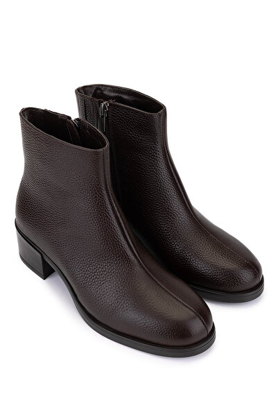 Tamer Tanca Kadın Hakiki Deri Kahverengi Topuklu Bot