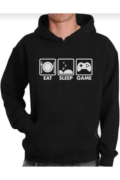 Hunors Sportswear & Company سويت شيرت Eat Sleep Game مطبوع موديل للجنسين من ا...