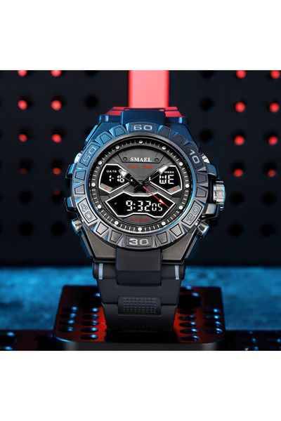 SMAEL Men's Watch Sport Digital Analog Quartz Black