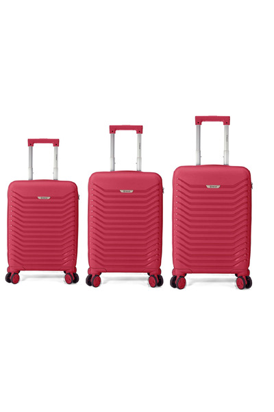 Benzi Trolley set BZ 5820, 1 cabin and 2 hold luggage, polypropylene, lock, 4 wheels, red
