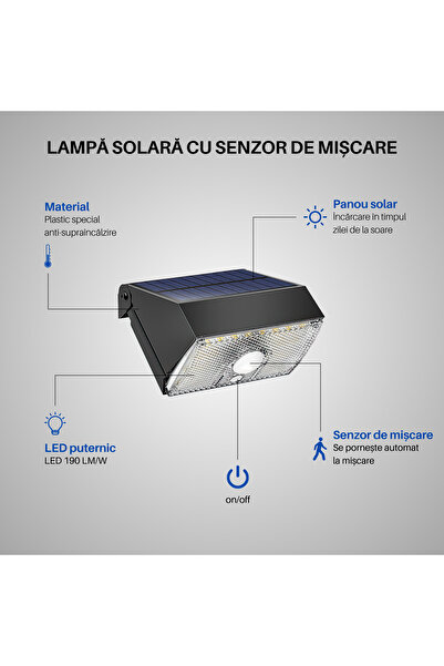 ummo UMMO outdoor LED solar lamp, 1000LM, 5-10m motion sensor, IP54 waterproof, large battery, black