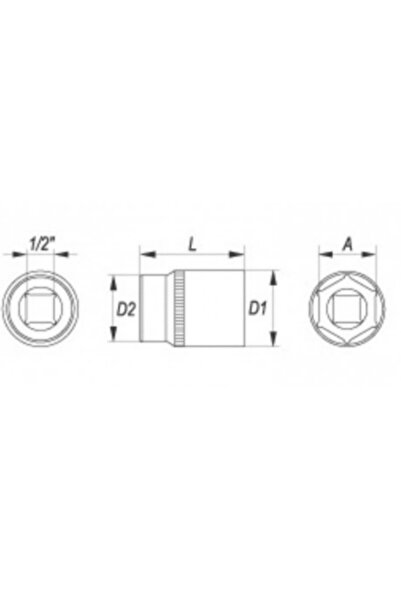 Topmaster Impact Hex Socket Set 8 pcs H6-H19 1/2 inch Drive Cr-Mo
