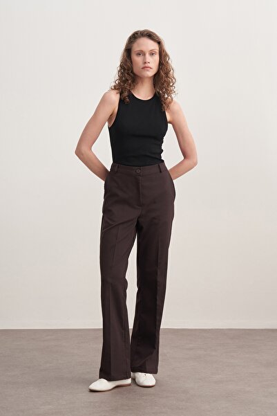 EBU Prive Γυναικεία Gabardine παντελόνι palazzo Καφέ