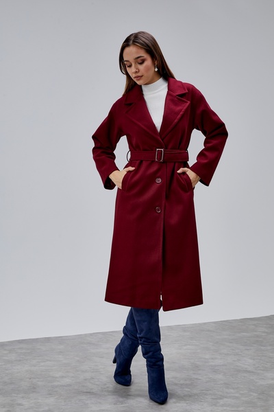 Bolivente Bordo Premium Oversized Belted Cashmere Coat
