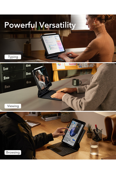 ESR iPad Pro 11 (2024, M4) Rebound Magnetic 360 Case with Keyboard