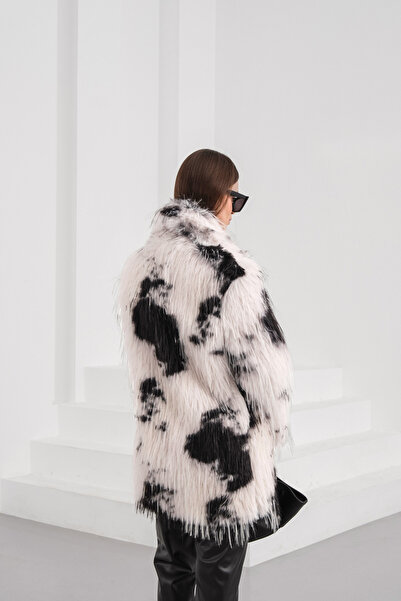 BLUE DAY'S Women's Long Artificial Faux Fur Coat – Trend Pattern