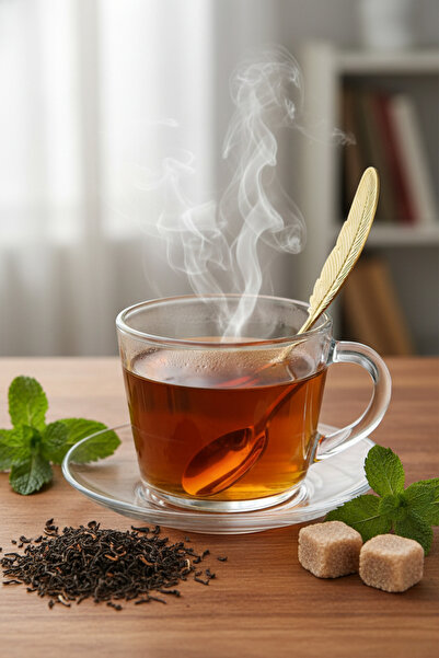 Milenay Decorative Tea Sugar Spoon, 6-Piece Dowry Set, with Feather and Bow Options