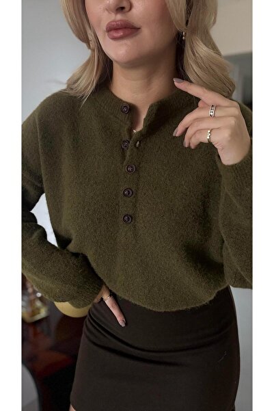 Sezgi Tekin Πράσινο πουλόβερ με μαλακή υφή με λεπτομέρεια με κουμπιά