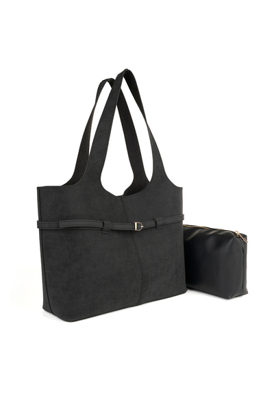 KOÇAK ÇANTA Women's Suede Handbag and Women's Shoulder Bag with Magnet Closure and Makeup Bag