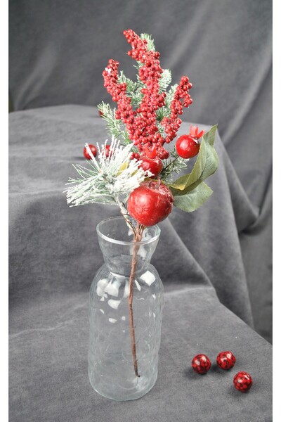 Qualitev 1 Adet 30 Cm Yapay Yılbaşı Çiçeği Dekoratif Yılbaşı Çiçek New Year C...