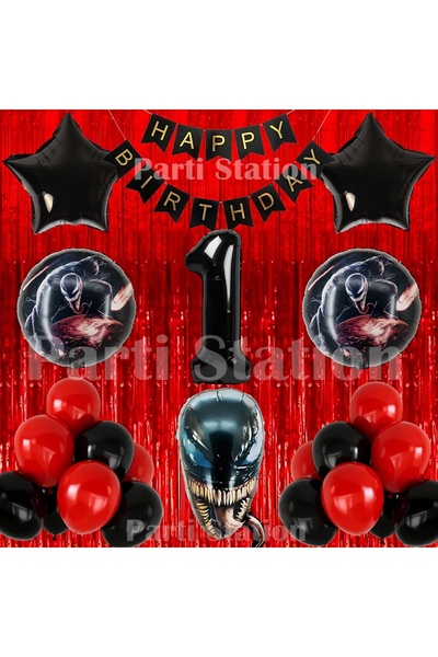 Parti Station Zehirli Öfke Venom Konsept 1 Yaş Doğum Günü Balon Set