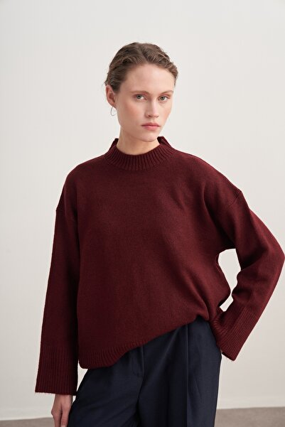 EBU Prive Women's Basic Knitwear Sweater Burgundy