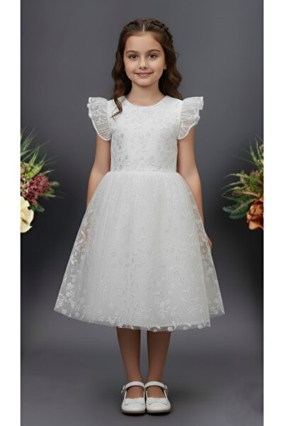 Mnk Baby&Kids Rochie de seara pentru fete Narince M00778 ALB