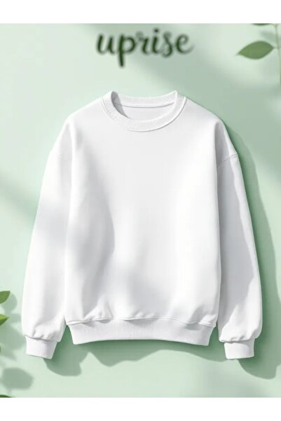 Vordevia Hanorac basic din bumbac neimprimat cu 3 fire, guler rotund, oversize