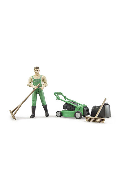 Bruder Grădinar cu mașină de tuns iarba și unelte de grădinărit