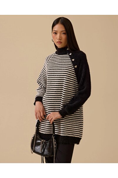 SEÇİL YENİ KADIN çizgili triko tunik 10002521711015