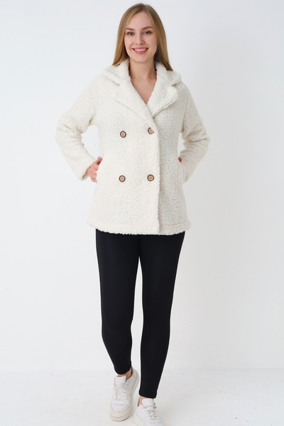 İntensive Жіночий кардиган з довгими рукавами, коміром-стійкою, кишенями на ґудзиках та плюшевою підкладкою