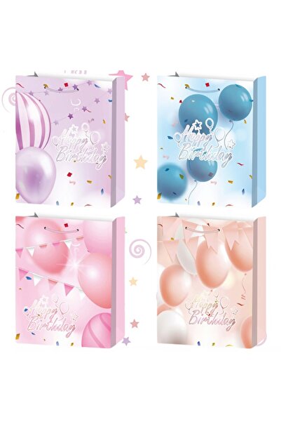 SONORH Set de 4 pungi cadou, 41*30*12 cm, cu model festiv, pentru zile de naș...