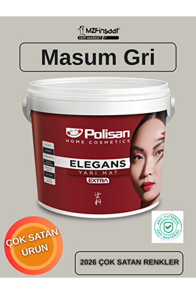 Polisan Elegans Extra Yarı Mat Küf Önleyici İç Cephe Boyası Masum Gri